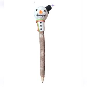 Snowman Wood Pencil with Black Hat and Orange Nose